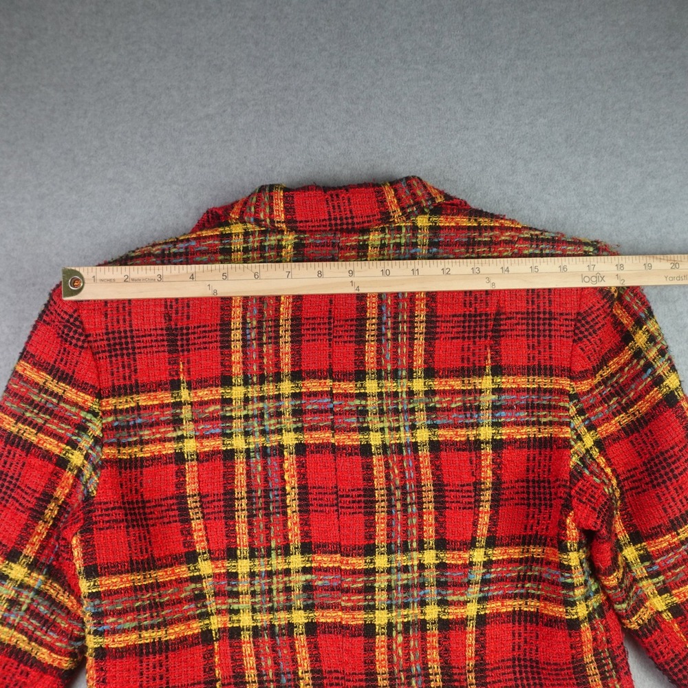 Howard Wolf Blazer Womens 4 Red Plaid Vintage Wool Blend Jacket - Picture 11 of 16